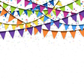 colored garlands and confetti background for party or festival usage