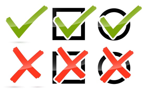 collection of red and green check marks and crosses to symbolize success