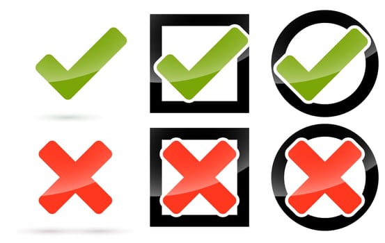 collection of red and green check marks and crosses to symbolize success