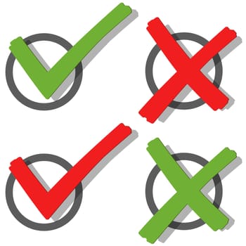 collection of red and green check marks and crosses to symbolize success