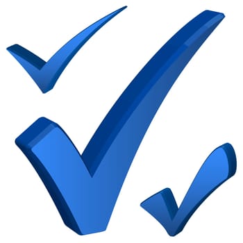 collection of three dimensional check marks colored blue