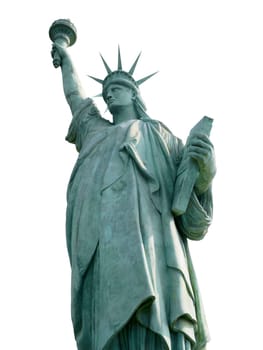 Statue of Liberty isolated on white, New York City, the United States of America.