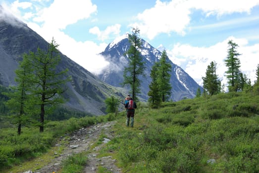 Mountain landscape. Highlands, the mountain peaks, gorges and valleys. The stones on the slopes.