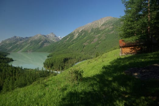 Mountain landscape. Highlands, the mountain peaks, gorges and valleys. The stones on the slopes.