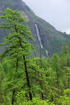 Mountain landscape. Highlands, the mountain peaks, gorges and valleys. The stones on the slopes.