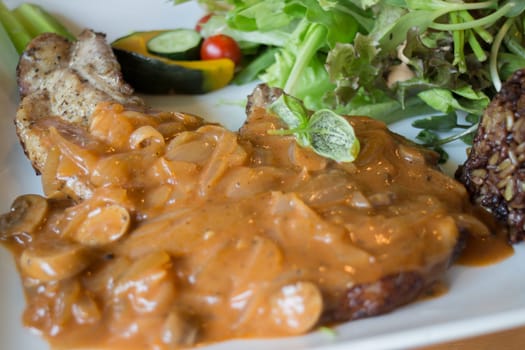 Pork Chops With Mushroom Gravy, stock photo