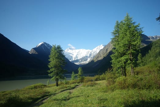 Mountain landscape. Highlands, the mountain peaks, gorges and valleys. The stones on the slopes.