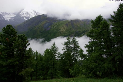 Mountain landscape. Highlands, the mountain peaks, gorges and valleys. The stones on the slopes.
