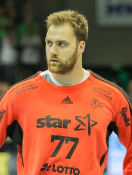 Goalkeeper Andreas Wolff (THW Kiel) during the DKB Handball Bundesliga match 2016-2017,SC Magdeburg against THW Kiel
