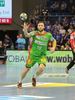 Fabian van Olphen (SC Magdeburg) in the EHF Cup match SC Magdeburg-Tatabanya KC on 19.2.17 in Magdeburg