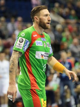 Fabian van Olphen (SC Magdeburg) in the EHF Cup match SC Magdeburg-Tatabanya KC on 19.2.17 in Magdeburg
