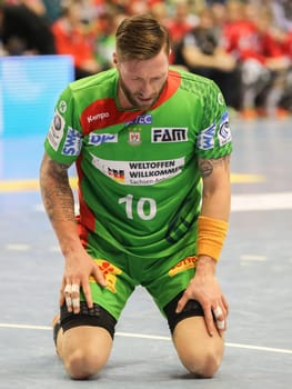 Fabian van Olphen (SC Magdeburg) in the EHF Cup match SC Magdeburg-Tatabanya KC on 19.2.17 in Magdeburg