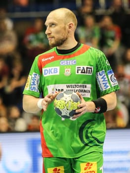 Yves Grafenhorst (SC Magdeburg) in the EHF Cup match SC Magdeburg-Tatabanya KC on 19.2.17 in Magdeburg