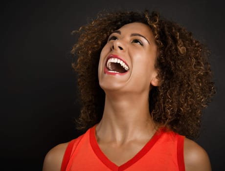 Portrait of a beautiful African American woman with a happy face