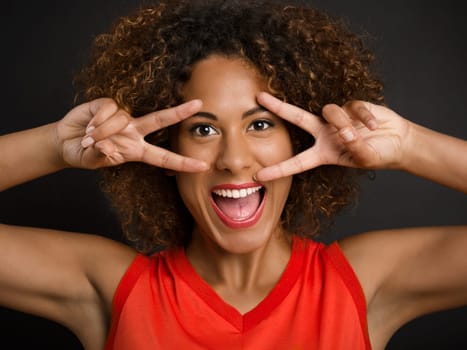 Portrait of a beautiful African American woman with a happy face