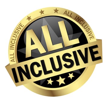 colored button with banner and text All inclusive