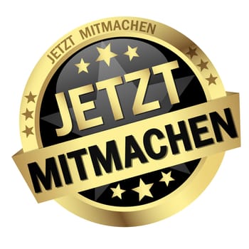 colored button with banner and text Join now