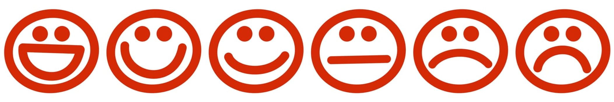 six smiling faces stamps with frame colored red