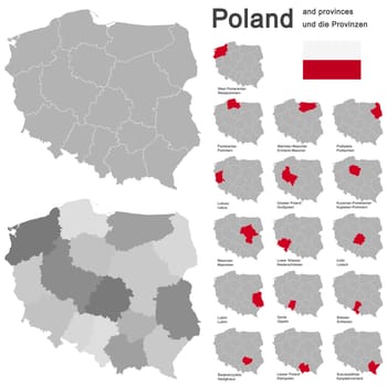 european country Poland and detailed voivodeships (provinces)