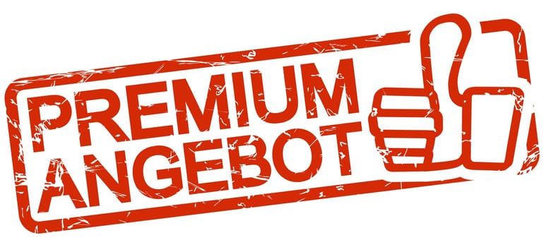 grunge stamp with frame colored red and text Premium Offer