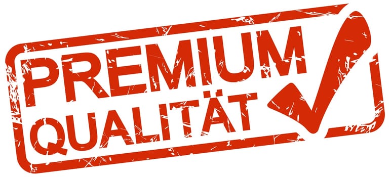 grunge stamp with frame colored red and text Premium Quality