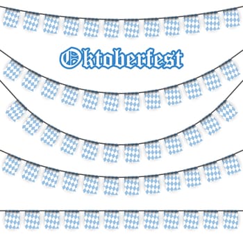 Oktoberfest garlands having blue-white checkered pattern and text Oktoberfest