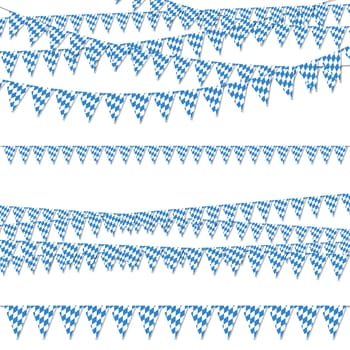 different Oktoberfest garlands having blue and white checkered pattern