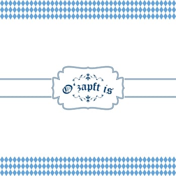 blue and white Oktoberfest banner with text O'zapft is