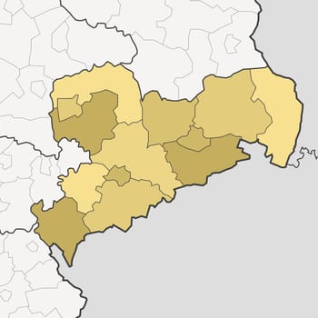 Map of Germany Free State of Saxony with neighboring federal states