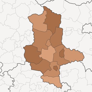 Map of Germany federal state Saxony-Anhalt with neighboring federal states