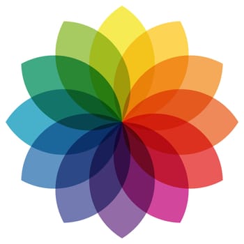 illustration of printing color wheel with different colors in gradations.