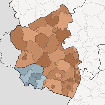 Map of Germany federal state Rhineland-Palatinate and Saarland with neighboring federal states