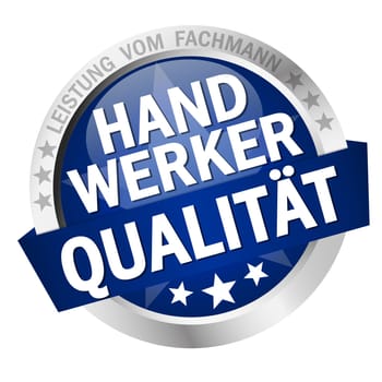 colored button with banner and text craftsman quality