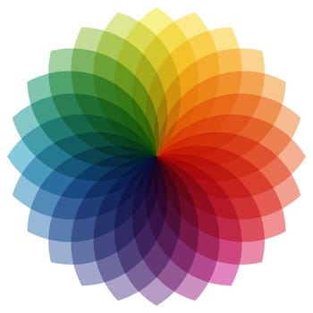 illustration of printing color wheel with different colors in gradations.