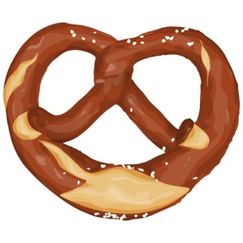 vector illustration of an brown bavarian pretzel isolated on white background.