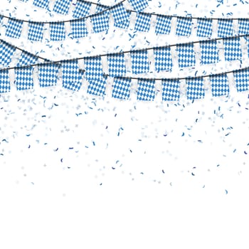 Oktoberfest garlands having blue-white checkered pattern and blue confetti
