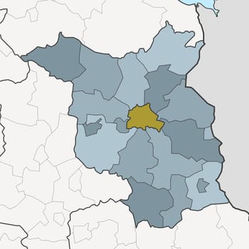 Map of Germany federal state Brandenburg with neighboring federal states