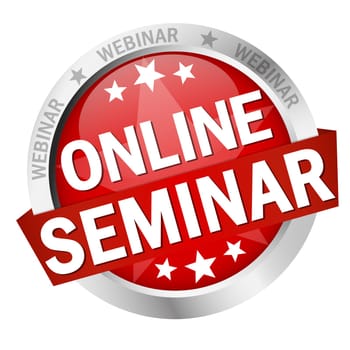 colored button with banner and text Online Seminar