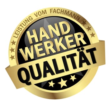colored button with banner and text craftsman quality