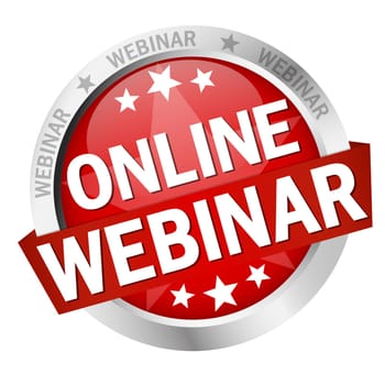 colored button with banner and text online webinar