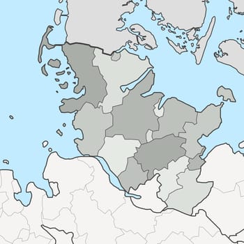 Map of Germany federal state Schleswig-Holstein with neighboring federal states