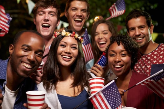 Portrait Of Friends At 4th Of July Holiday Backyard Party