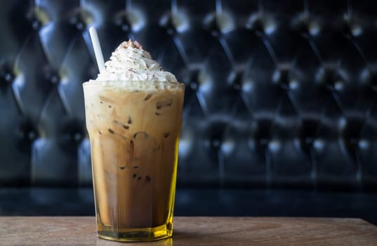 Iced Coffee With Whipped Cream On Top, stock photo