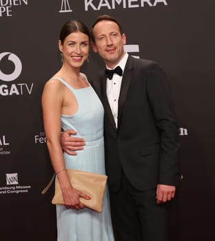 Cosima Lohse and Wotan Wilke Moehring ,. Presentation of the GOLDEN CAMERA 2017 at Messe Hamburg