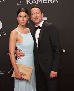 Cosima Lohse and Wotan Wilke Moehring ,. Presentation of the GOLDEN CAMERA 2017 at Messe Hamburg