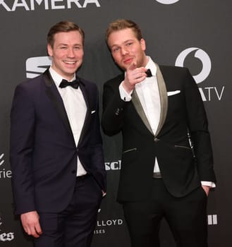 David Kross and Ben Muenchow ,. Presentation of the GOLDEN CAMERA 2017 at Messe Hamburg