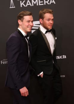 David Kross and Ben Muenchow ,. Presentation of the GOLDEN CAMERA 2017 at Messe Hamburg