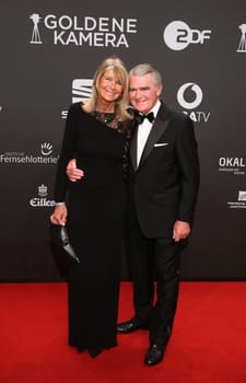Susanne Kowalke and Ruediger Kowalke,. Presentation of the GOLDEN CAMERA 2017 at Messe Hamburg