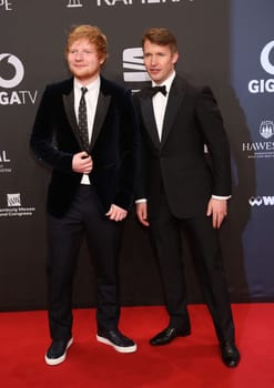 Ed Sheeran and James Blunt ,. Presentation of the GOLDEN CAMERA 2017 at Messe Hamburg