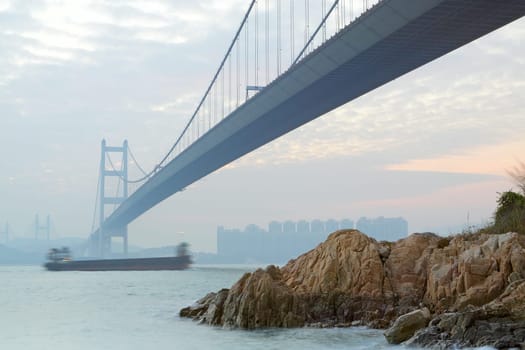 Tsing ma bridge sunset,Hongkong